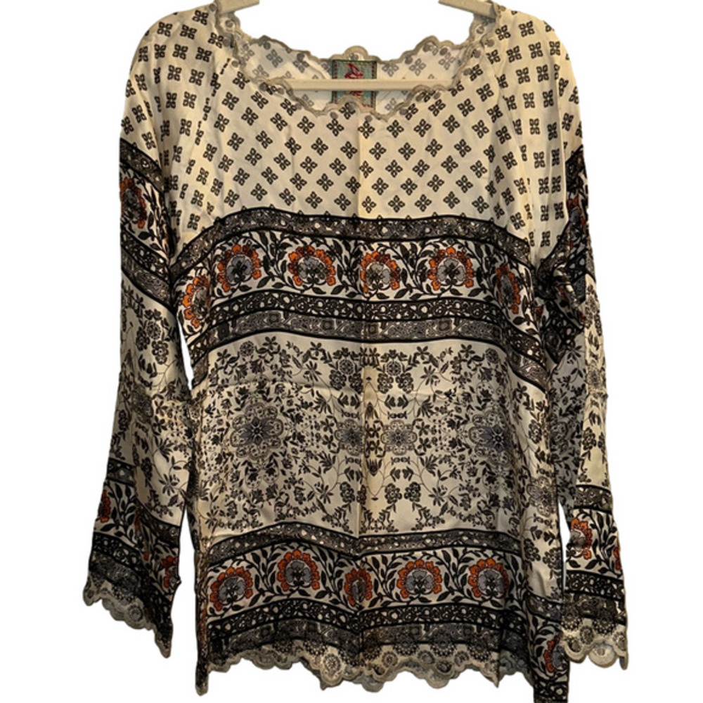 Johnny Was small silk blouse